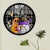 Round Art Clock Black Buffalo Plaid Gnome Scary Pumpkin Wall Clock Battery Operated Clock Happy Halloween Spooky Graveyard Wooden Clocks Happy Boo Season Gnomes Clock for Living Room 10inch view 3