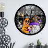 Round Art Clock Black Buffalo Plaid Gnome Scary Pumpkin Wall Clock Battery Operated Clock Happy Halloween Spooky Graveyard Wooden Clocks Happy Boo Season Gnomes Clock for Living Room 10inch view 4