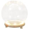 EXCEART Glass Dome Display Case with Wooden Base and Led Light 5.11 Inch Clear Cover Ornament for Preserved Flowers Micro Landscape and Home D Cor Accents view 2