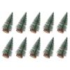 10Pcs 10Cm Mini Sisal Snow Frost Trees Winter Mini Pine with Wood Base Bottle Brush Trees Plastic Winter Snow Ornaments Tabletop Trees for Christmas Decoration and Display view 1