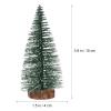 10Pcs 10Cm Mini Sisal Snow Frost Trees Winter Mini Pine with Wood Base Bottle Brush Trees Plastic Winter Snow Ornaments Tabletop Trees for Christmas Decoration and Display view 2