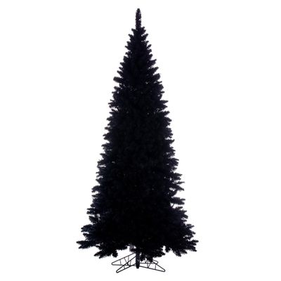 Vickerman 7.5' x 41" Flocked Black Fir Slim Artificial Christmas Tree, Unlit - Lifelike Indoor Seasonal Home Decor - Maintenance Free Faux Christmas or Halloween Home Decor