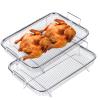 Air Fryer Basket For Oven: 2Pcs Air Fryer Basket, Air Fryer Pan 30 * 22 * 5.5CM Fry Basket Non-Stick Air Fryer Oven Accessories Tray Air Fryer Basket for French Fry Frozen Food view 1