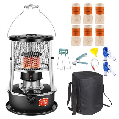 MMLeYN Lake Blue/Black Kerosene Heaters for Indoor Use, Removable Top Cover Emergency Heater for Power Outage, Height Adjustable Kerosene Heater Stove, for Heating, Cooking, Boiling Hot Water - 4.5L