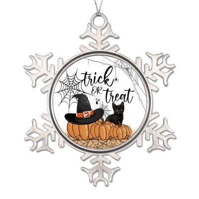 2022 Halloween Ornaments 3 Inch Pumpkin Pet Cat Snowflake Ornament Trick Or Treat Ghost Witch Hat Spider Web Night Before Christmas Tree Hanging Ornament Gothic Snowflake Metal Keepsake Gift