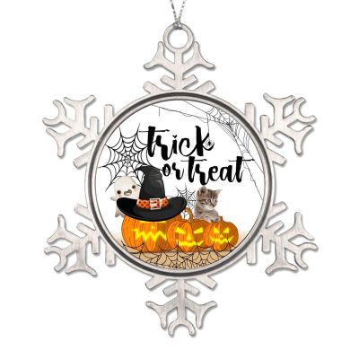 2022 Halloween Ornaments 3 Inch Pumpkin Pet Cat Snowflake Ornament Trick Or Treat Ghost Witch Hat Spider Web Night Before Christmas Tree Hanging Ornament Gothic Snowflake Metal Keepsake Gift