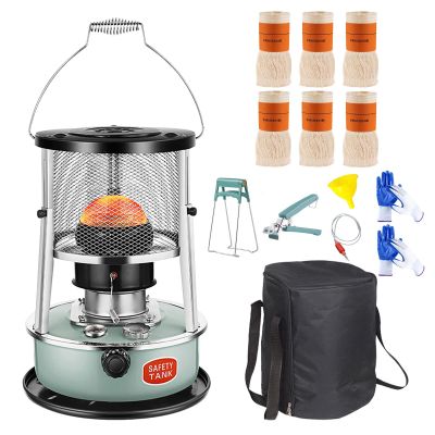 MMLeYN Lake Blue/Black Kerosene Heaters for Indoor Use, Removable Top Cover Emergency Heater for Power Outage, Height Adjustable Kerosene Heater Stove, for Heating, Cooking, Boiling Hot Water - 4.5L
