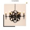 LED Chandeliers, Industrial Style Ball Chandelier, 6 Candle Iron Droplight, Retro Dining Room Droplight, Village Style Droplight,for Bedroom, Living Room, Childrens Room, Office view 2