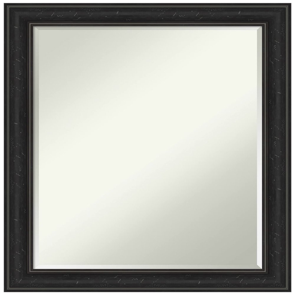 Amanti Art Black Bathroom Mirror for Over Sink, 28x22 Shipwreck Black Narrow Rectangle Vanity Mirror, Medium Country Rustic Frame, Hangs Horizonally and Vertically, Bathroom Wall Decor, Petite Bevel