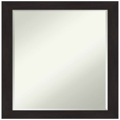 Amanti Art Brown Bathroom Mirror for Over Sink, 28x22 Furniture Espresso Narrow Rectangle Vanity Mirror, Medium Casual Frame, Hangs Horizonally and Vertically, Bathroom Wall Decor, Petite Bevel Edge