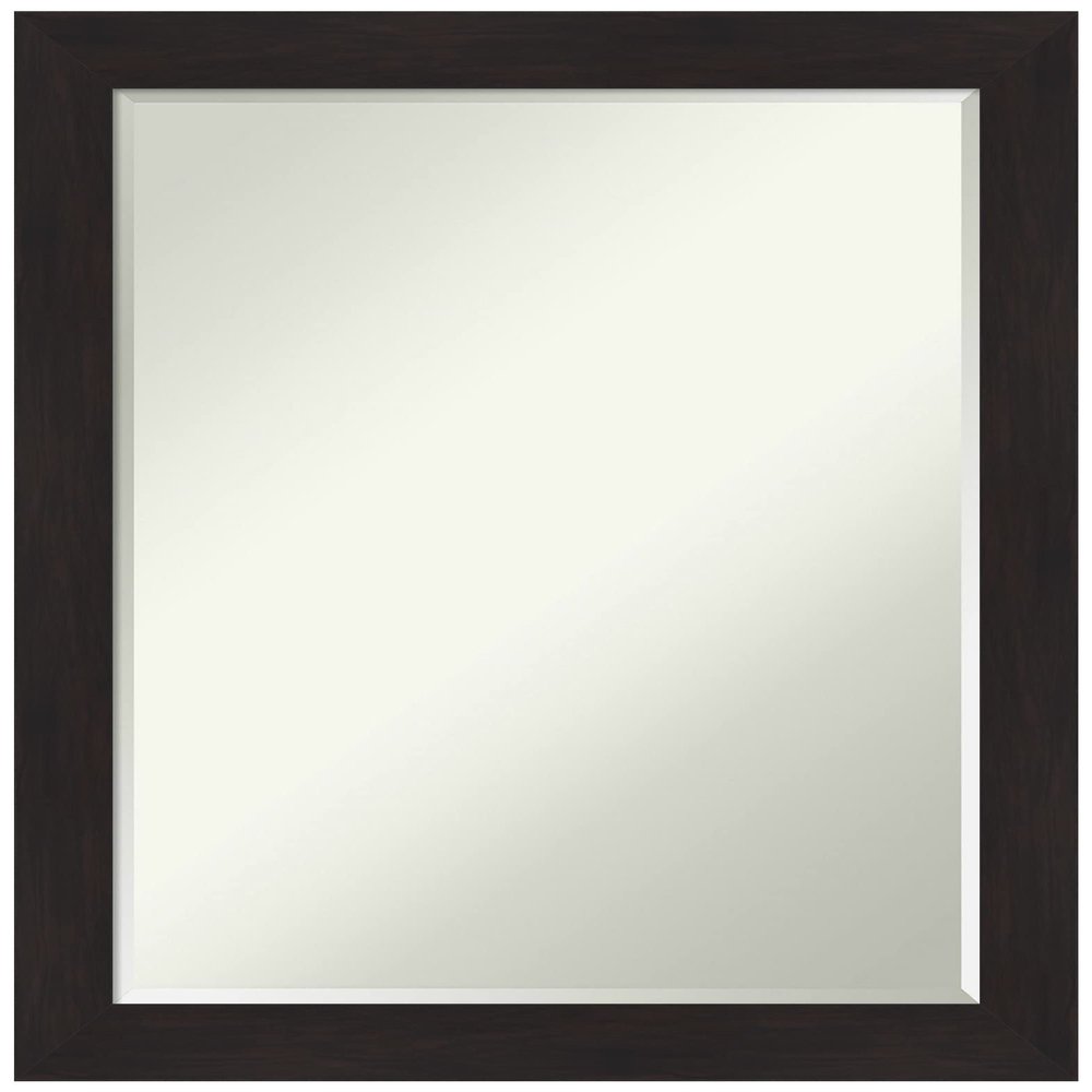 Amanti Art Brown Bathroom Mirror for Over Sink, 28x22 Furniture Espresso Narrow Rectangle Vanity Mirror, Medium Casual Frame, Hangs Horizonally and Vertically, Bathroom Wall Decor, Petite Bevel Edge