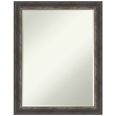 Amanti Art Brown Bathroom Mirror for Over Sink, 27x21 Bark Rustic Char Narrow Rectangle Vanity Mirror, Medium Country Rustic Frame, Hangs Horizonally and Vertically, Bathroom Wall Decor, Petite Bevel
