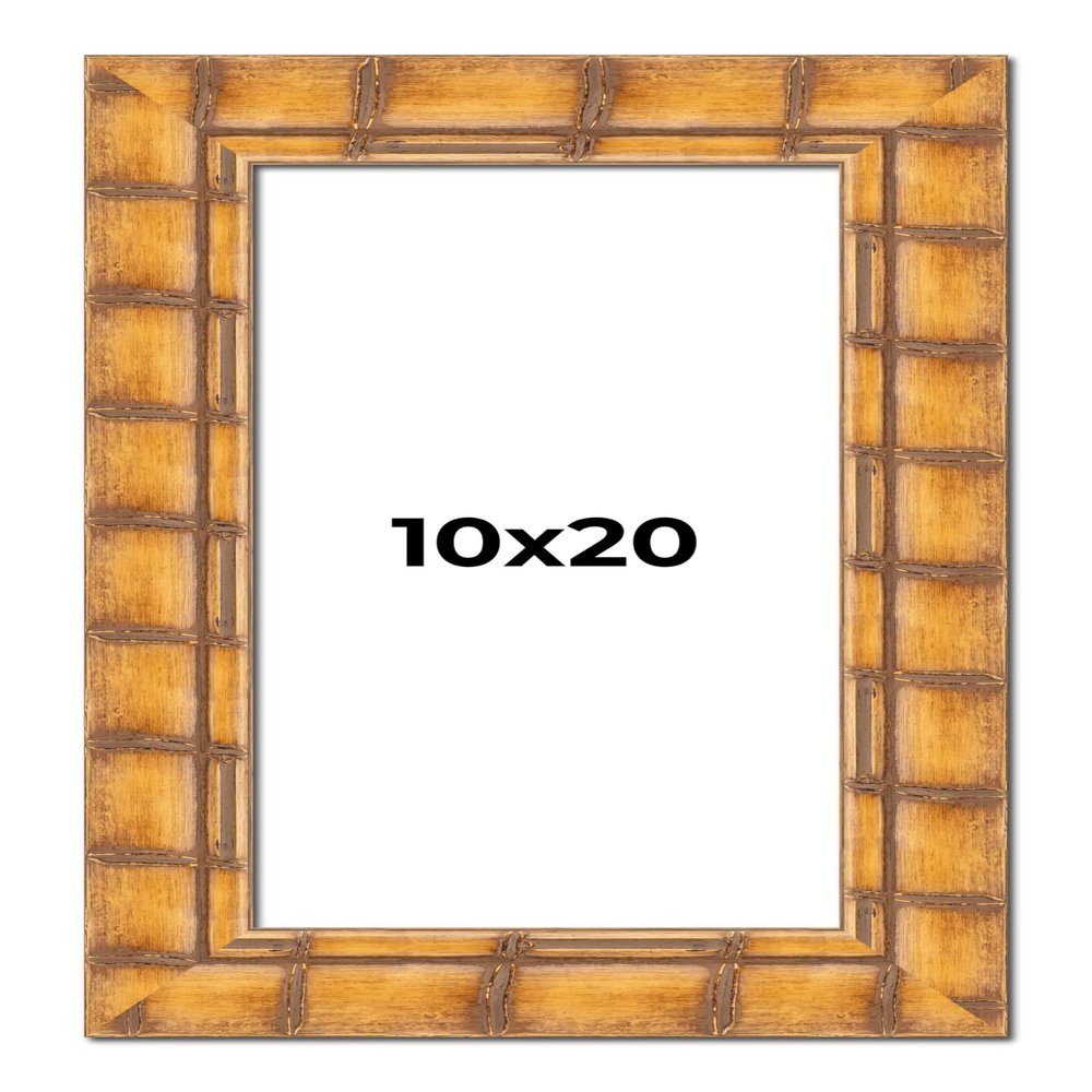 10x20 Frame Bamboo Natural Wood Beige Solid Wood Picture Frame | 2.875 Inch Moulding Width | Picture Frame Complete with UV Acrylic Plexiglass, Foam Board Backing & Hanging Hardware