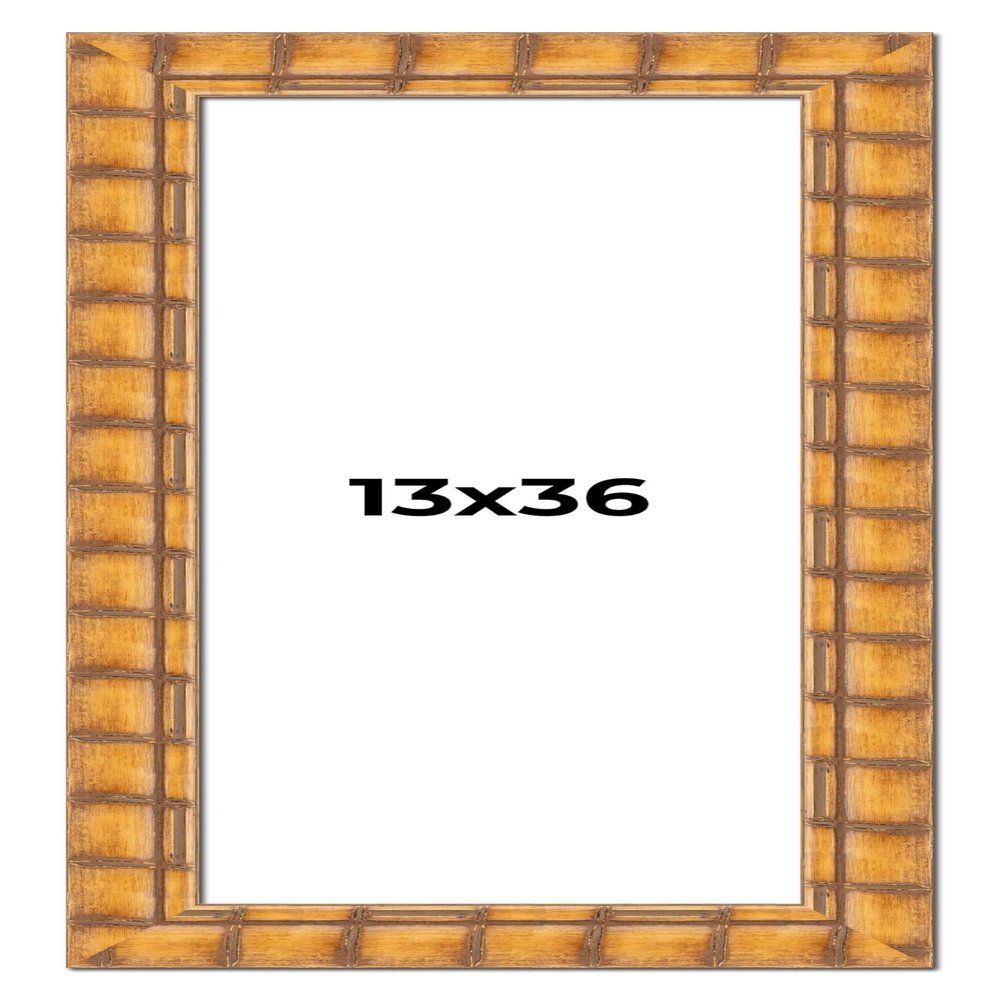 13x36 Frame Bamboo Natural Wood Beige Solid Wood Picture Frame | 2.875 Inch Moulding Width | Picture Frame Complete with UV Acrylic Plexiglass, Foam Board Backing & Hanging Hardware