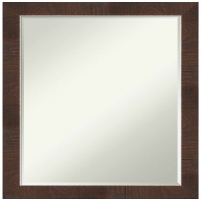 Amanti Art Brown Bathroom Mirror for Over Sink, 27x21 Wildwood Brown Narrow Rectangle Vanity Mirror, Medium Country Rustic Frame, Hangs Horizonally and Vertically, Bathroom Wall Decor, Petite Bevel