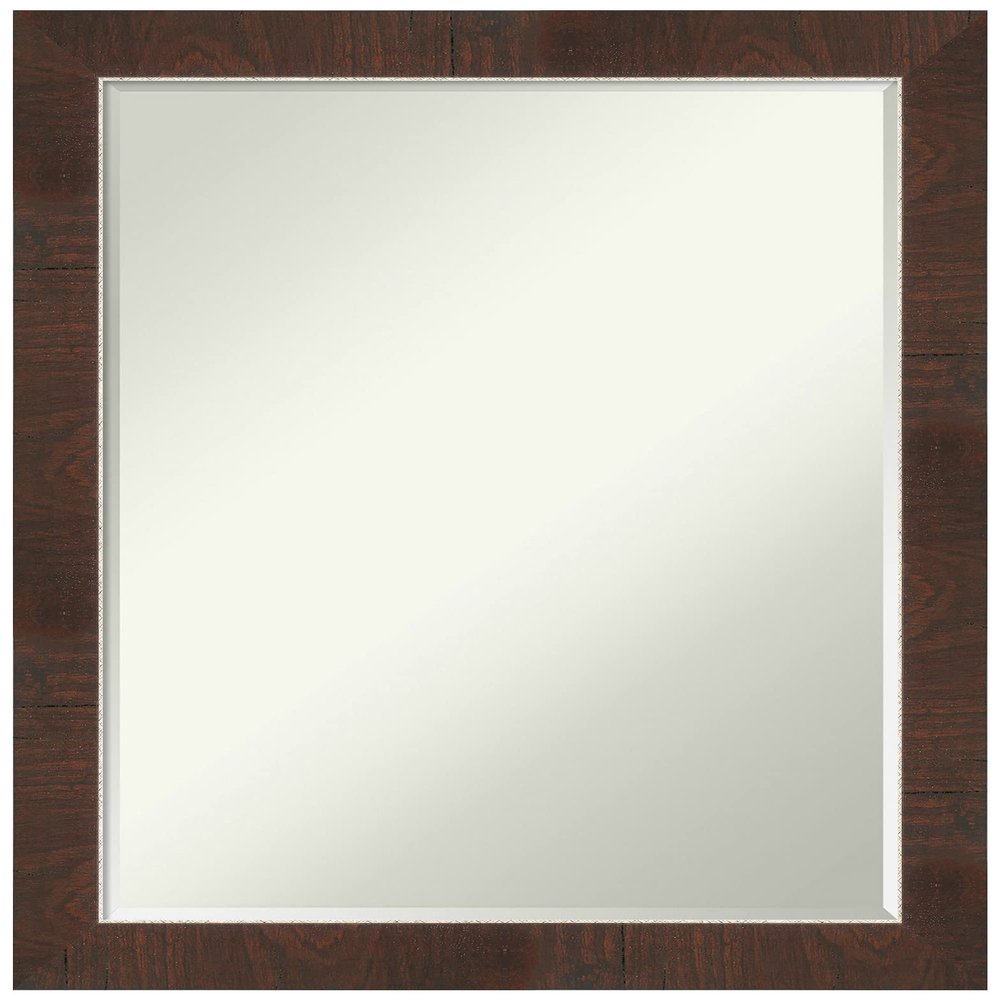 Amanti Art Brown Bathroom Mirror for Over Sink, 27x21 Wildwood Brown Narrow Rectangle Vanity Mirror, Medium Country Rustic Frame, Hangs Horizonally and Vertically, Bathroom Wall Decor, Petite Bevel