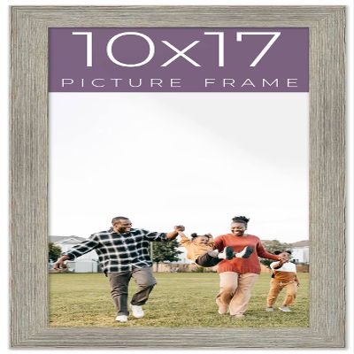 10x17 Frame Grey Real Wood Picture Frame Width 1.5 Inches | Interior Frame Depth 0.5 Inches | Barn Grey Distressed Photo Frame Complete with UV Acrylic, Foam Board Backing & Hanging Hardware