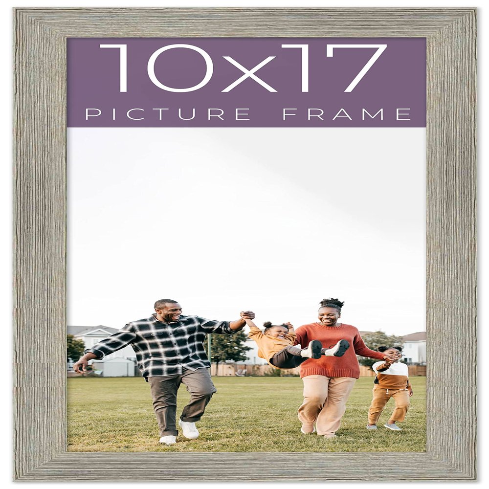 10x17 Frame Grey Real Wood Picture Frame Width 1.5 Inches | Interior Frame Depth 0.5 Inches | Barn Grey Distressed Photo Frame Complete with UV Acrylic, Foam Board Backing & Hanging Hardware
