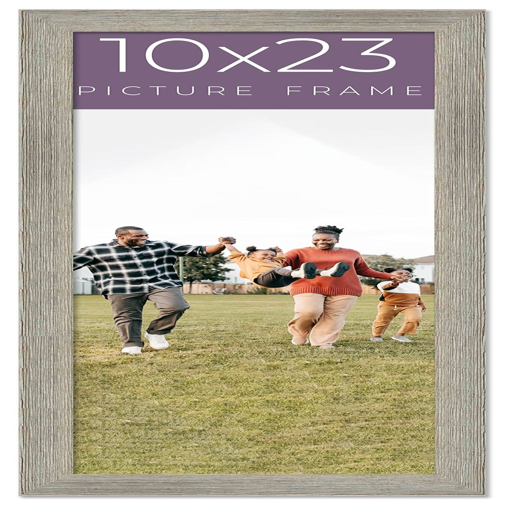 10x23 Frame Grey Real Wood Picture Frame Width 1.5 Inches | Interior Frame Depth 0.5 Inches | Barn Grey Distressed Photo Frame Complete with UV Acrylic, Foam Board Backing & Hanging Hardware