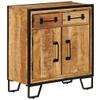 GOLINPEILO Wooden Sideboard with 2 Compartments and 2 Drawers, Solid Mango Wood Cabinet 25.6"x11.8"x27.6" view 4