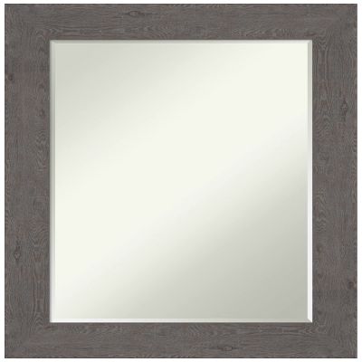 Amanti Art Grey Wall Mirror 29x23 Rustic Plank Grey Rectangle Bathroom Mirror for Wall Decor Living Room, Medium Country Rustic Frame, Hangs Horizonally and Vertically, Bathroom Decor, Petite Bevel