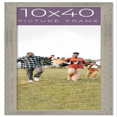 10x40 Frame Grey Real Wood Picture Frame Width 1.5 Inches | Interior Frame Depth 0.5 Inches | Barn Grey Distressed Photo Frame Complete with UV Acrylic, Foam Board Backing & Hanging Hardware