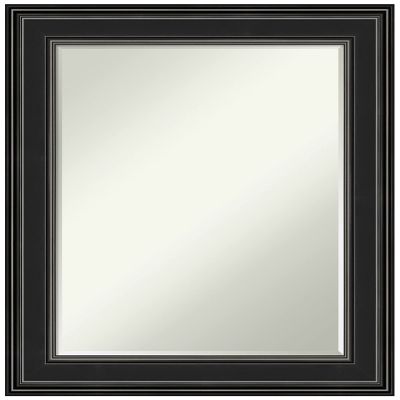 Amanti Art Black Bathroom Mirror for Over Sink, 30x24 Ridge Black Rectangle Vanity Mirror, Medium Traditional Frame, Hangs Horizonally and Vertically, Bathroom Wall Decor, Petite Bevel Edge