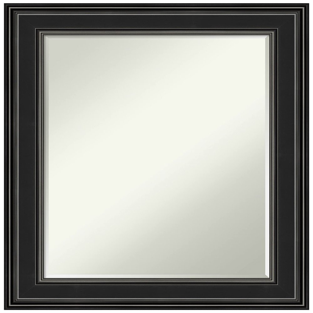 Amanti Art Black Bathroom Mirror for Over Sink, 30x24 Ridge Black Rectangle Vanity Mirror, Medium Traditional Frame, Hangs Horizonally and Vertically, Bathroom Wall Decor, Petite Bevel Edge