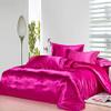 3 Piece Bedding 100% Pure Silk Super King Satin Duvet Cover Super King 120x120 Hot Pink view 1