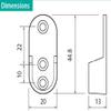 One Pair Screw-In Oval Open Shape End Supports with Installation screws Matt Brass view 2