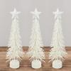 Bottle Brush Trees-(3 Pieces) These White Glittered Pine Needle 8 Inch Tall Bottle Brush Trees Have a Matching Star & Base. Great for Holiday & Wintertime Everyday Decorating. by Factory Direct Craft view 1