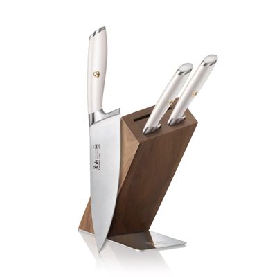 Cangshan L1 Series 4-Piece HUA Knife Block Set, Forged German Steel, White, 1026986