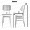 2xhome Modern Farmhouse Walnut Wood Finished Dining Chairs with Elbow Back, Upholstered Fabric Cushion Seat, Set of 2, Gray view 3