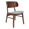 2xhome Modern Farmhouse Walnut Wood Finished Dining Chairs with Elbow Back, Upholstered Fabric Cushion Seat, Set of 2, Gray view 4
