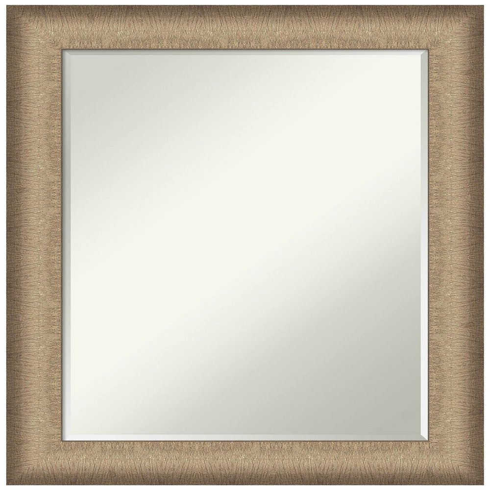 Amanti Art Bronze Bathroom Mirror for Over Sink, 29x23 Elegant Brushed Bronze Rectangle Vanity Mirror, Medium Casual Frame, Hangs Horizonally and Vertically, Bathroom Wall Decor, Petite Bevel Edge