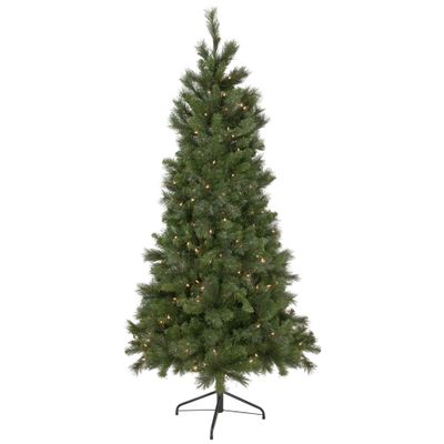 Northlight Pre-Lit Medium Beaver Pine Artificial Christmas Wall Tree Clear Lights, 6.5', Green