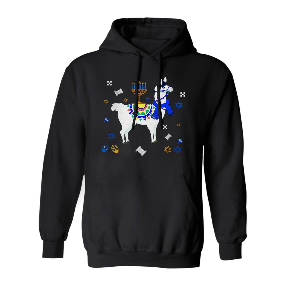 Cute Llama With Jewish Menorah Funny Cool Chanukah Hanukkah Menorah Jewish Llama Lover Hoodie