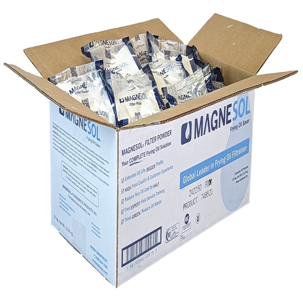 Magnesol Deep Fryer Oil Filter Powder | 90 x 4.8 oz Portion Sachets | Item 748519 | Use One Sachet for per 50Lb Oil | Save Fryer Oil, Fry Oil Cleaner, 90 Sachets per Box