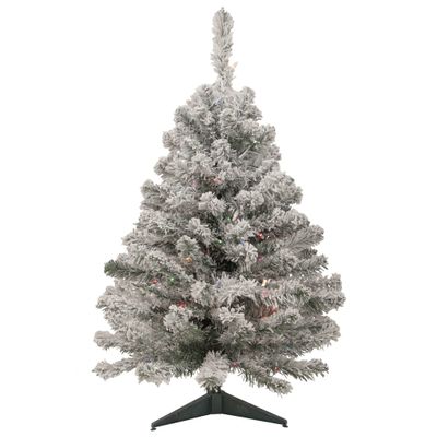 Northlight Pre-Lit Heavily Flocked Madison Pine Medium Artificial Christmas Tree Clear Lights, 3', Green
