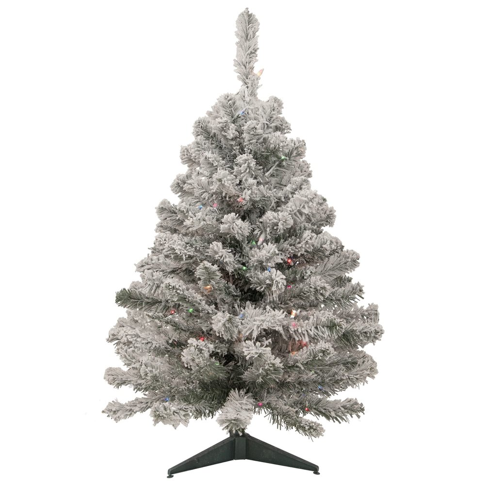 Northlight Pre-Lit Heavily Flocked Madison Pine Medium Artificial Christmas Tree Clear Lights, 3', Green