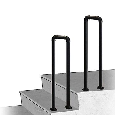 Pealihuy Staircase Handrails, Handrails for Outdoor Front Porch Steps, U Shaped Loft Matte Black Wrought Iron Hand Railing,50cm