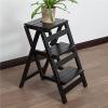 Hamankim Wooden Foldable Ladders 3 Step Stools Small Foot Chair Portable Multifunction Ladder Chair Home Library Climb Ladder Black Walnut Color view 3