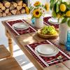 Heat Resistant Dining Table Place Mats Set of 4 Red and Black Buffalo Check Plaid Christmas Elk Snowflake Cloth Placemats Kitchen Table Mats for Family Dinners Parties Wedding, 13" x 19" view 3