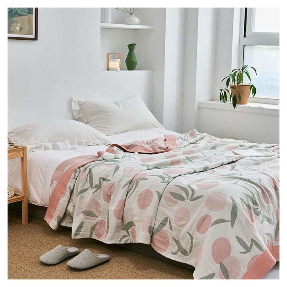 Bannr Blanket Queen Size Queen Size Single Double Bed Bedspread Cotton Sofa Cover Towel Blankets for Summer Muslin Blanket 150 Travel Pillows (Color : 5, Size : 150X200cm)