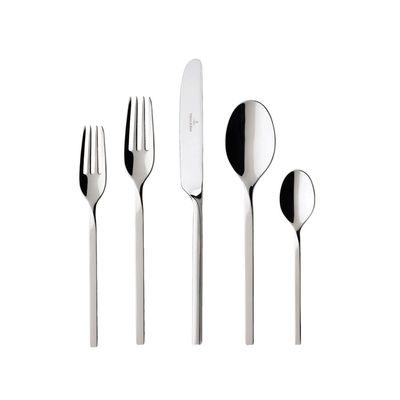 Villeroy & Boch NewWave 20-Piece Flatware Set, Service for 4, 18/10 Stainless Steel Utensils, Dishwasher Safe