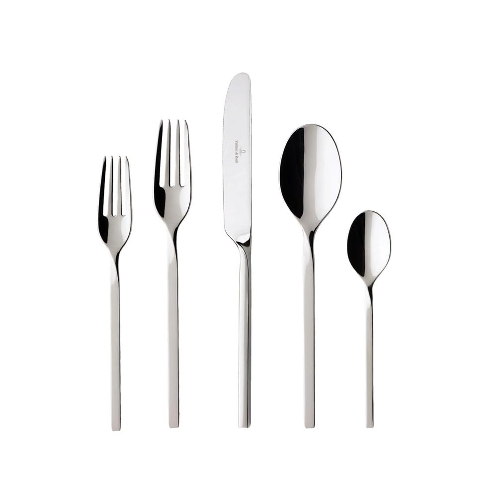 Villeroy & Boch NewWave 20-Piece Flatware Set, Service for 4, 18/10 Stainless Steel Utensils, Dishwasher Safe