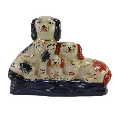 SYNWISH Hand-Painted Porcelain Family Vintage Dog Figurines Ceramic Dog Collectibles for Home Decoration