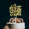 Love You To The Moon Happy Birthday Cake Picks Monogram Wood Cake Topper Wedding Birthday Baking Dessert Decorations Custom Glitter Gold Cake Accessories for Anniversary Engagement Party Suppliers view 1