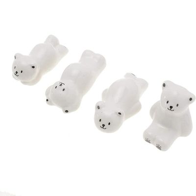 MinLia White Bear Chopstick Holder Ceramic Chopsticks Rest Cute Spoon Fork Ceramic Cutlery Rack Home Kitchen Accessories
