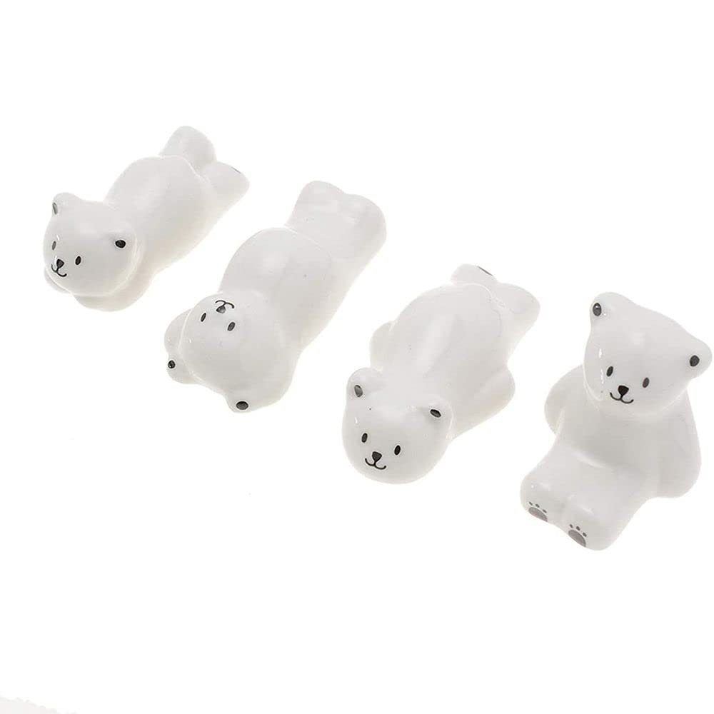 MinLia White Bear Chopstick Holder Ceramic Chopsticks Rest Cute Spoon Fork Ceramic Cutlery Rack Home Kitchen Accessories